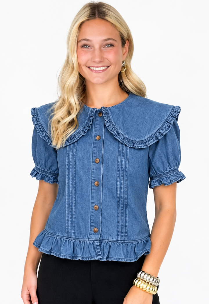 Felicity - Peter Pan Collared Denim Top
