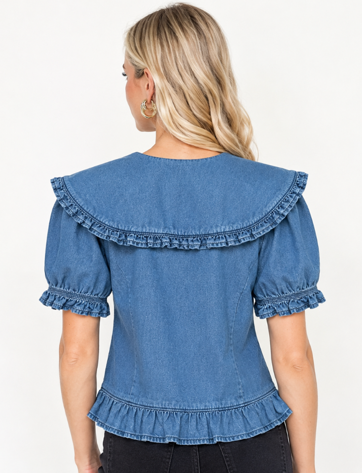 Felicity - Peter Pan Collared Denim Top