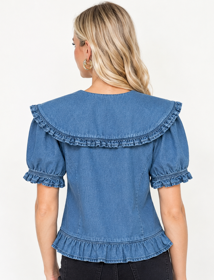 Felicity - Peter Pan Collared Denim Top