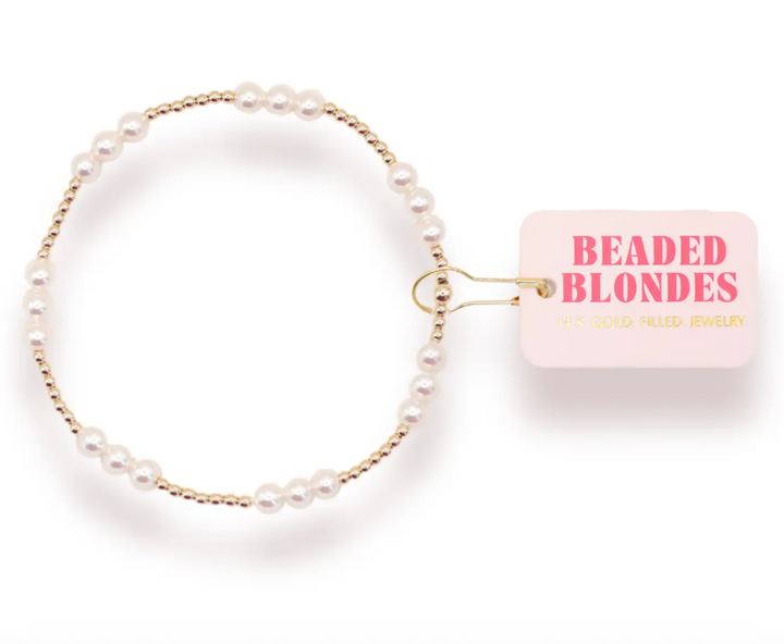 Beaded Blondes - ILY Pearl Bracelet in Gold - Standard