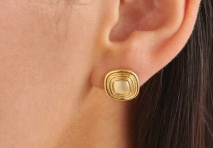 Sofia Waterproof Gold Button Stud Earrings