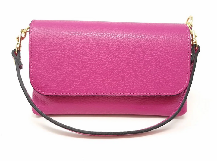 Gwen - German Fuentes Italian Leather Crossbody Clutch (Fuschia)