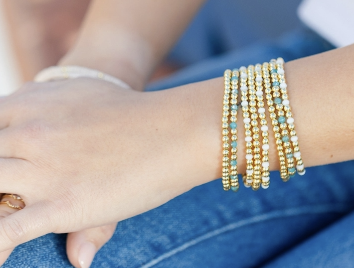 Splendid Iris - 4mm Beaded Bracelet (Mint)