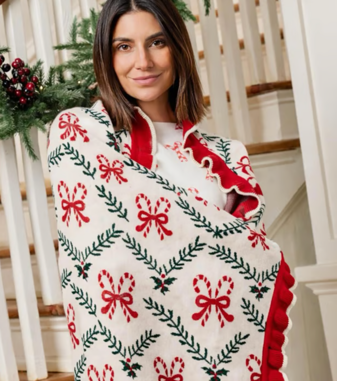 Candy Cane Lane Throw Blanket
