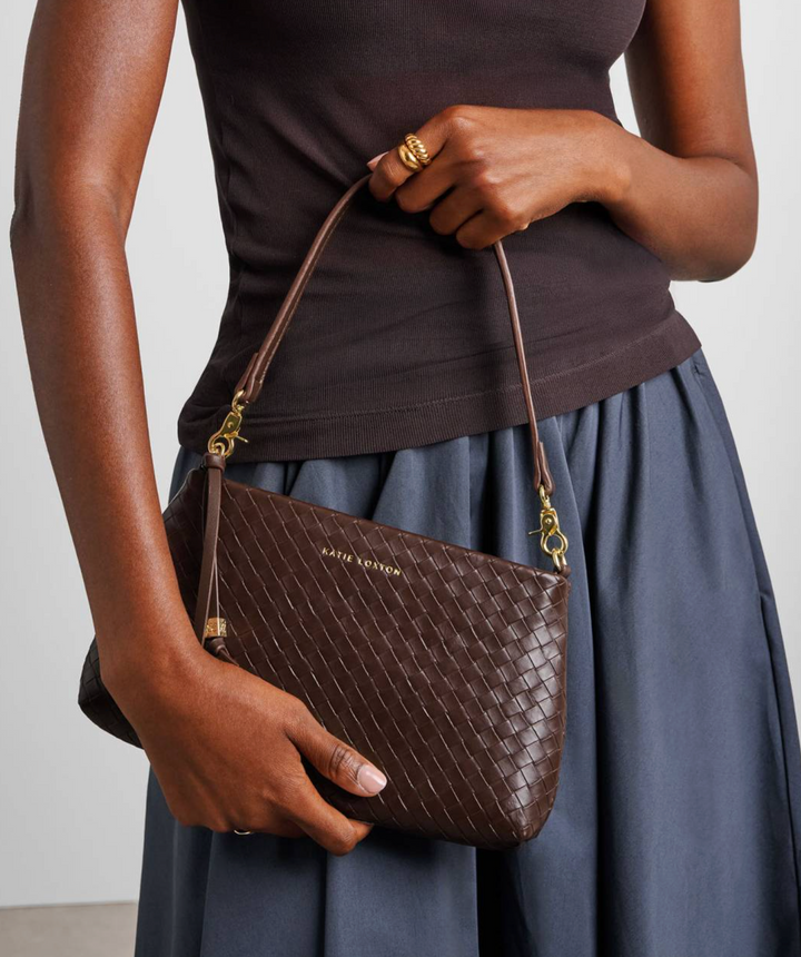 Katie Loxton - Nova Woven Small Shoulder Bag (Dark Chocolate)