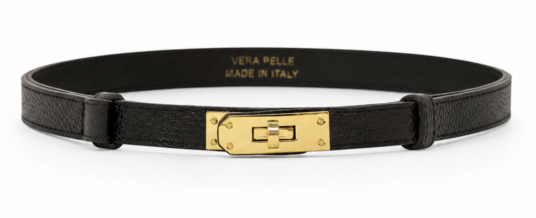 Adjustable Italian Leather Belt (Black)