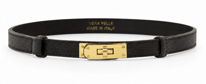 Adjustable Italian Leather Belt (Black)