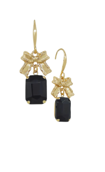 Rectangle Stone Drop Earring (Black)
