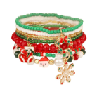 Beaded Christmas Charm Bracelet Set