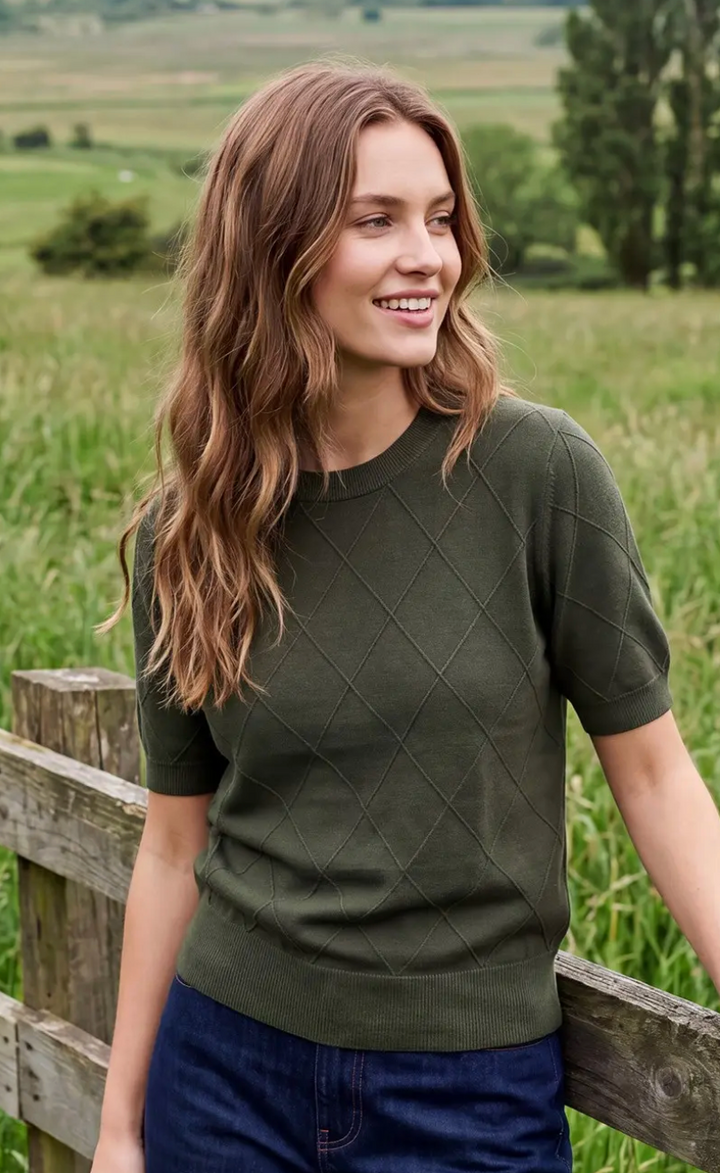 Blanche - Diamond Pattern Sweater (Olive)