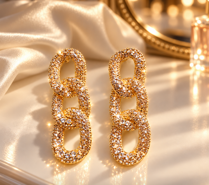 Luci - Pave Link Earrings