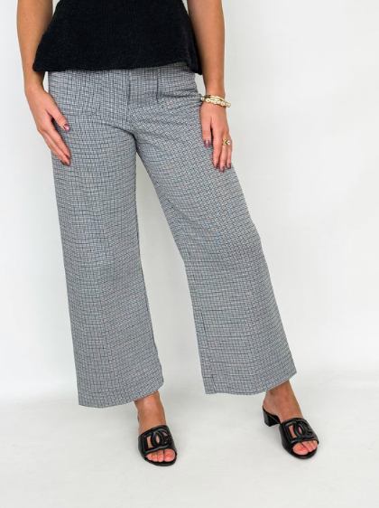 Blaine - Straight Leg Pants (Charcoal Houndstooth)