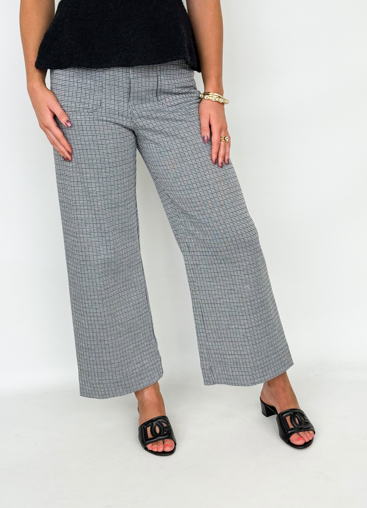 Blaine - Straight Leg Pants (Charcoal Houndstooth)