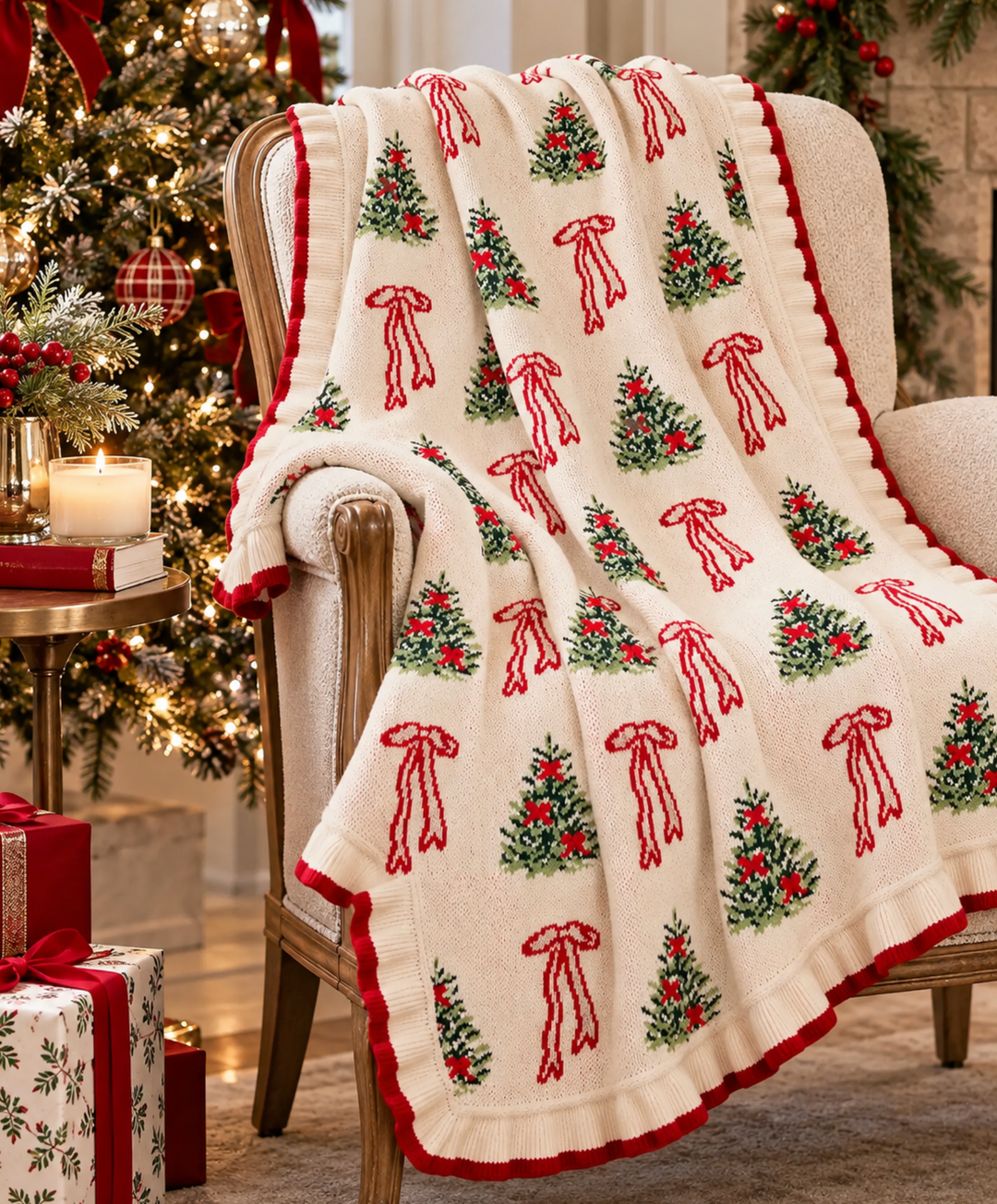 Throw Blanket Candy Cane Lane