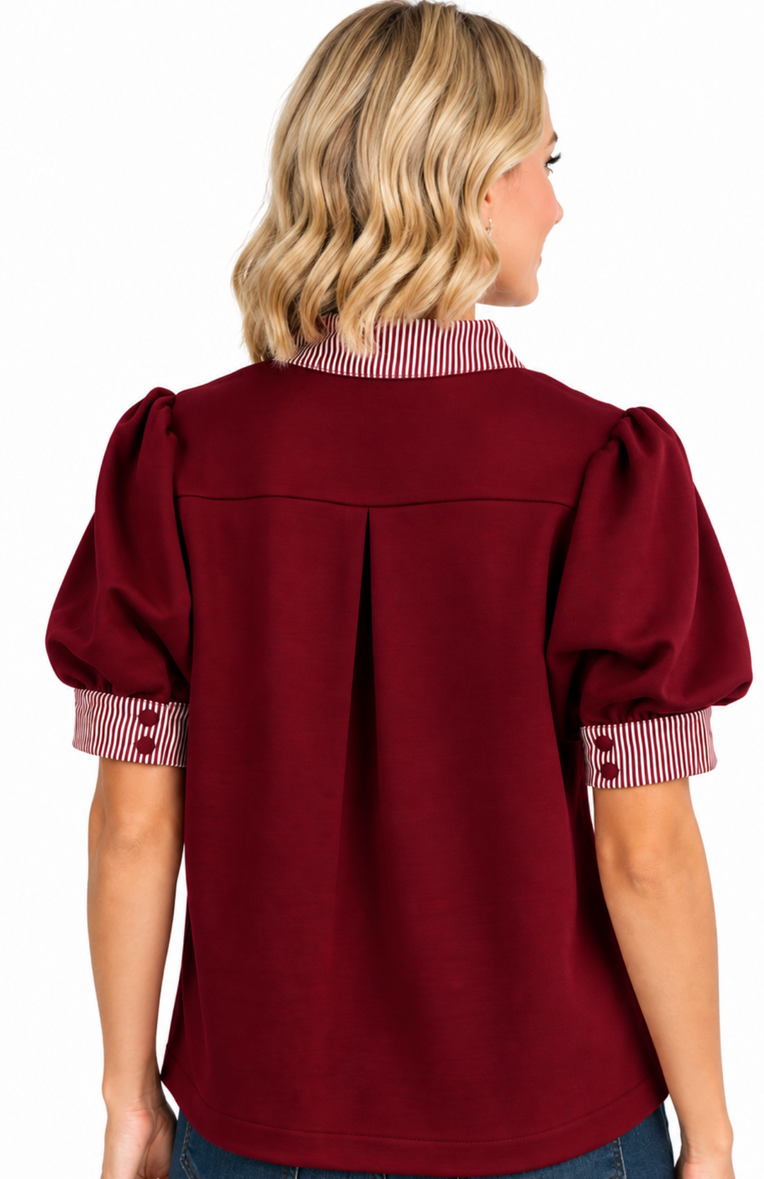Bridgette - V Neck Blouse (Maroon)