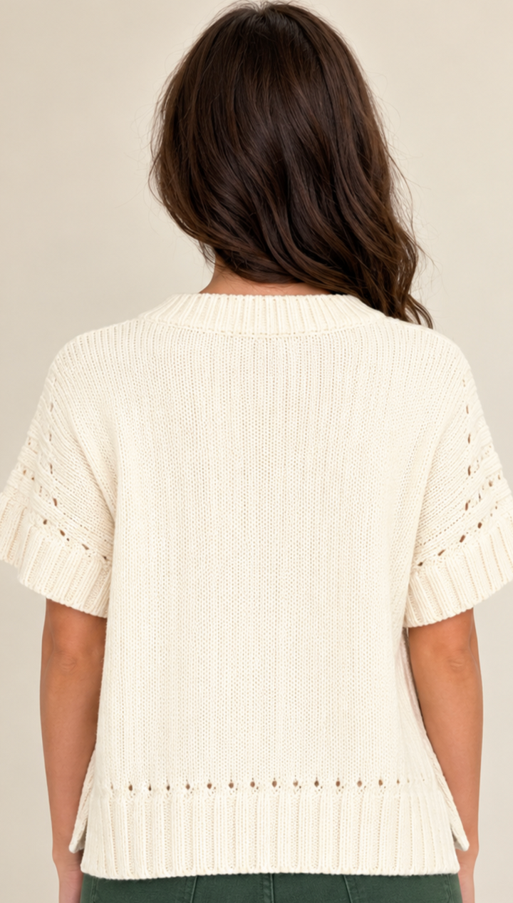 Brielle - Crew Knit Sweater (Cream)