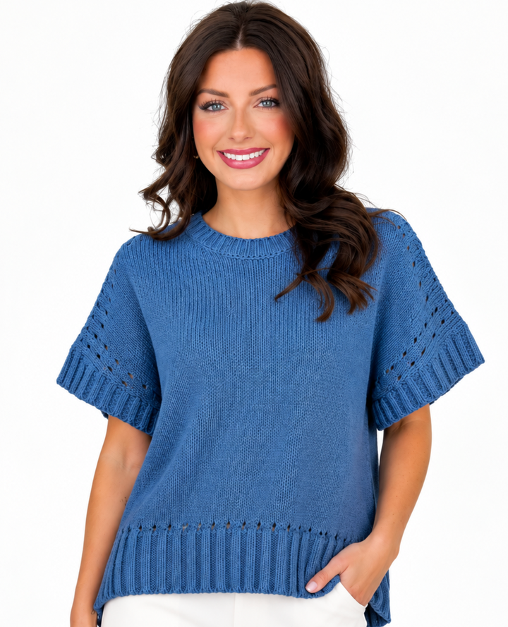 Brielle - Crew Knit Sweater (Blue)