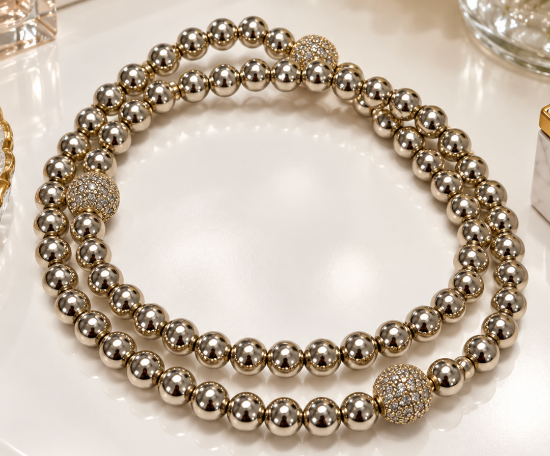 Eloise - Antique Silver Beaded Necklace