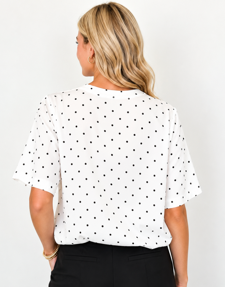 Lainey - Polka Dot Bubble Top (White)