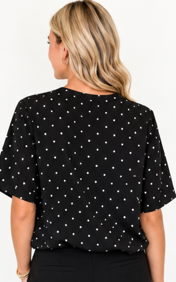 Lainey - Polka Dot Bubble Top (Black)