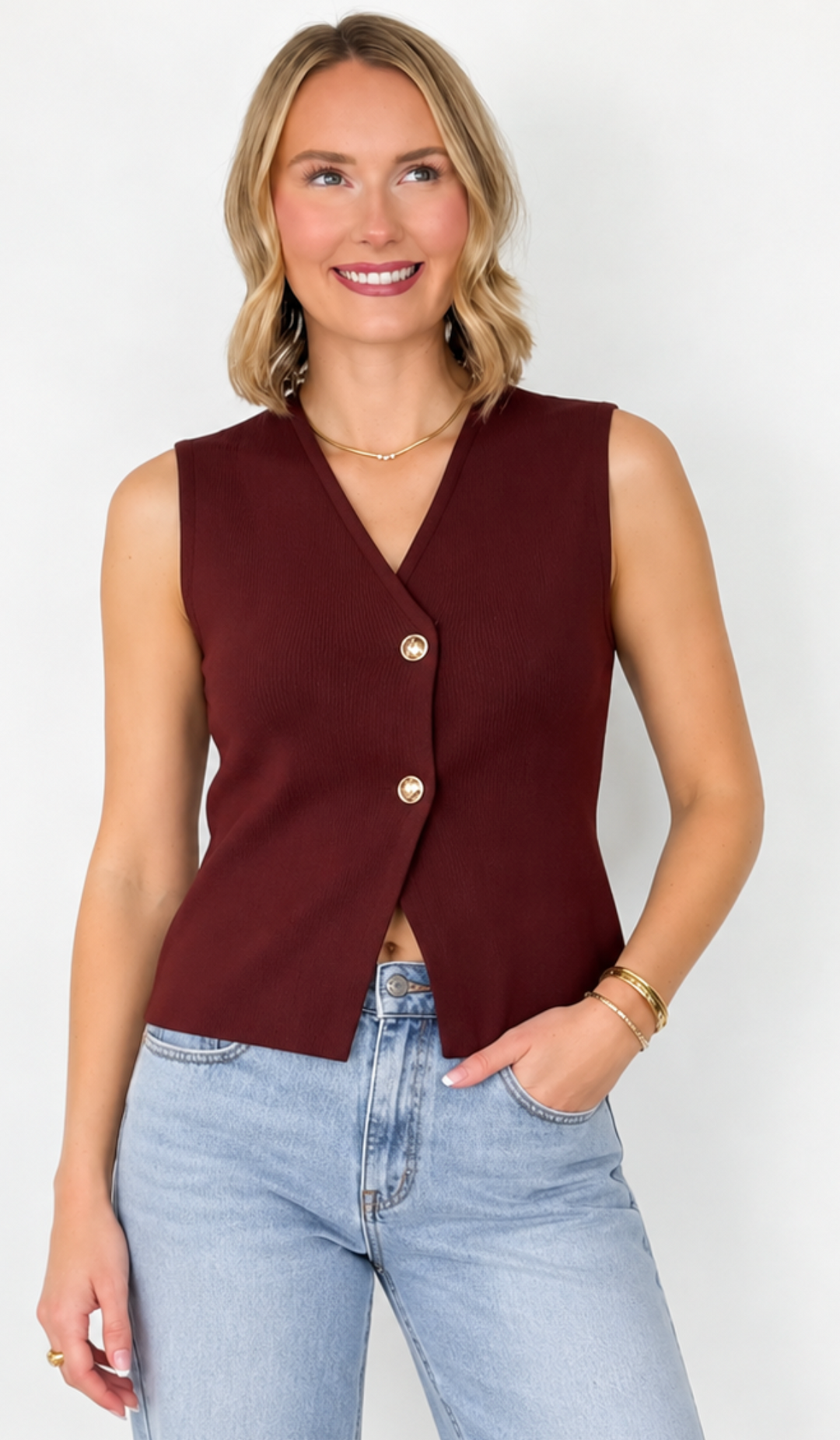 Shelby - Sleeveless Knit Sweater