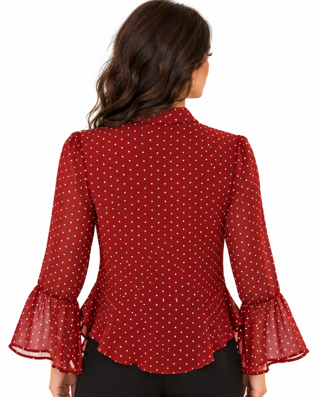 Etta - Bell Sleeve Polka Dot Blouse