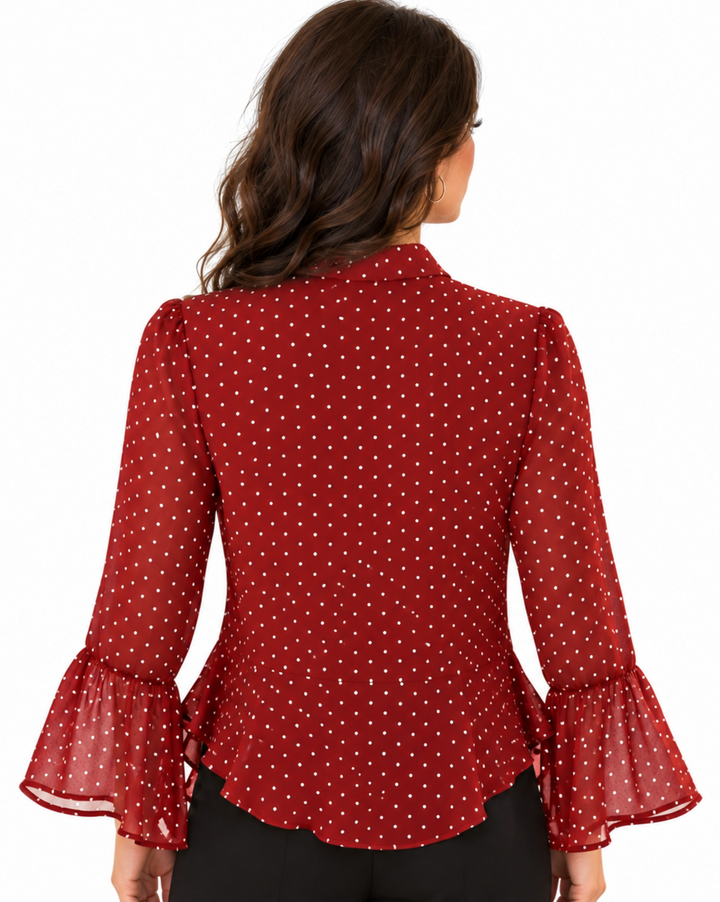 Etta - Bell Sleeve Polka Dot Blouse