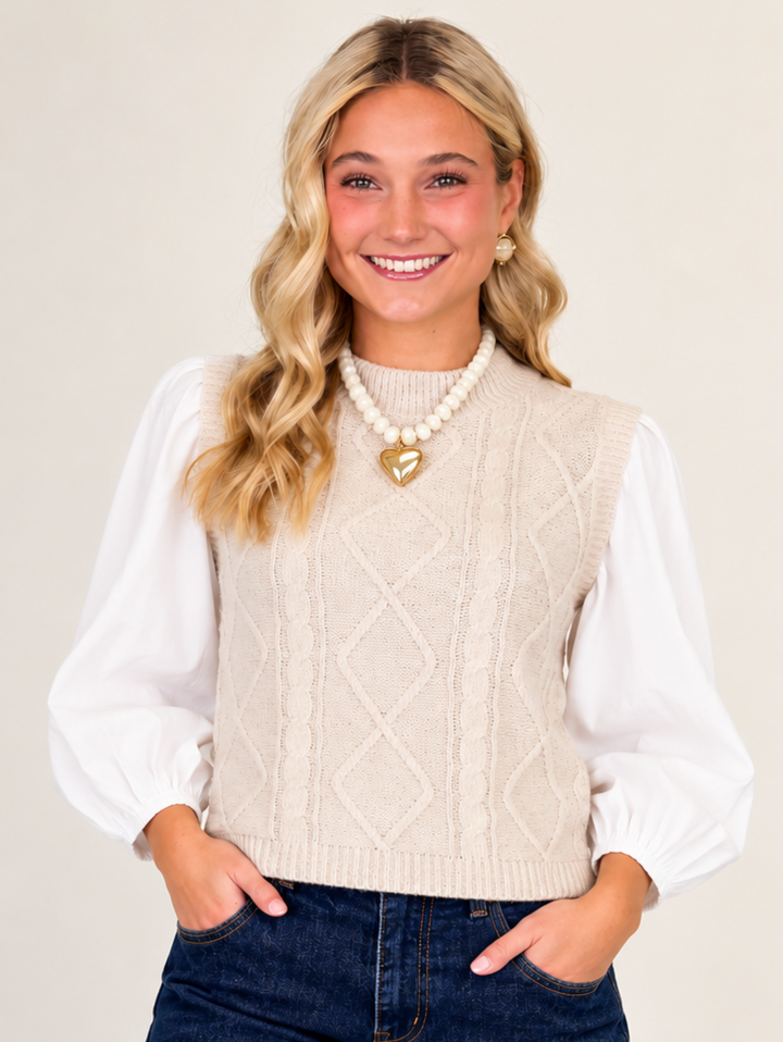 Alicia - Cable Knit Sweater/Shirt