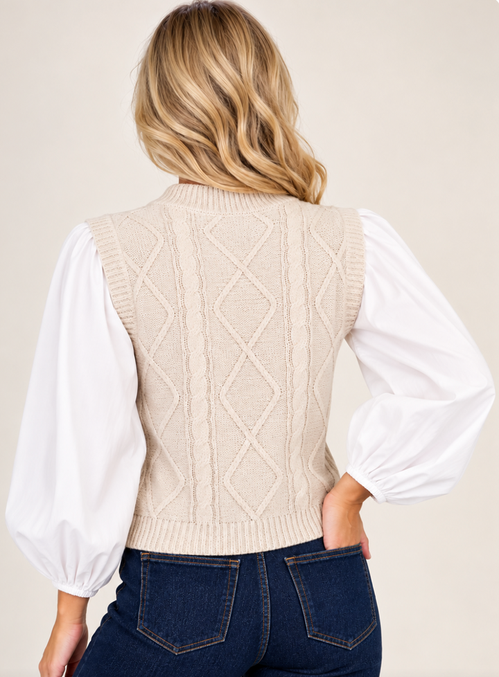 Alicia - Cable Knit Sweater/Shirt