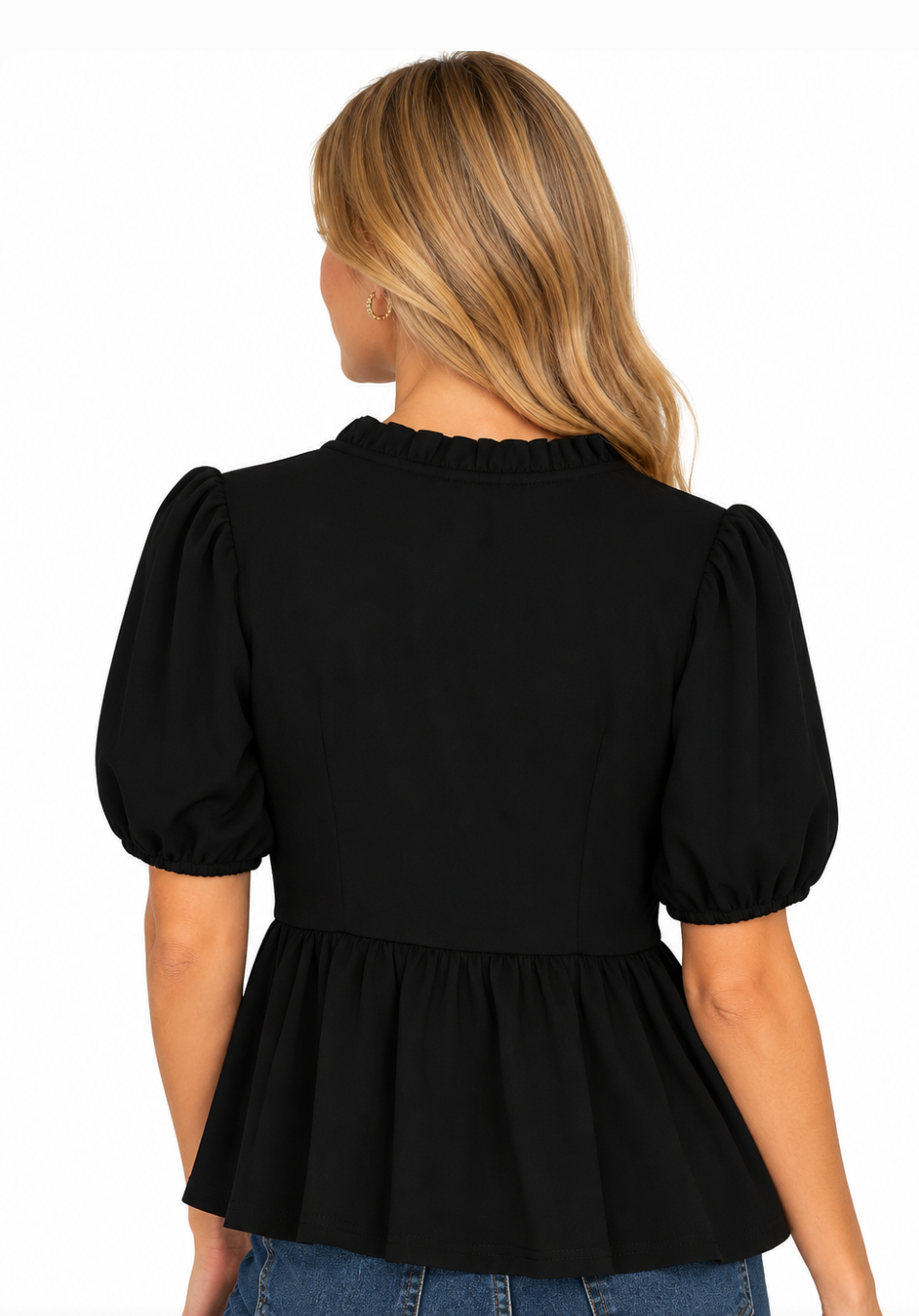 Tilly - Ruffled Detail Top (Black)