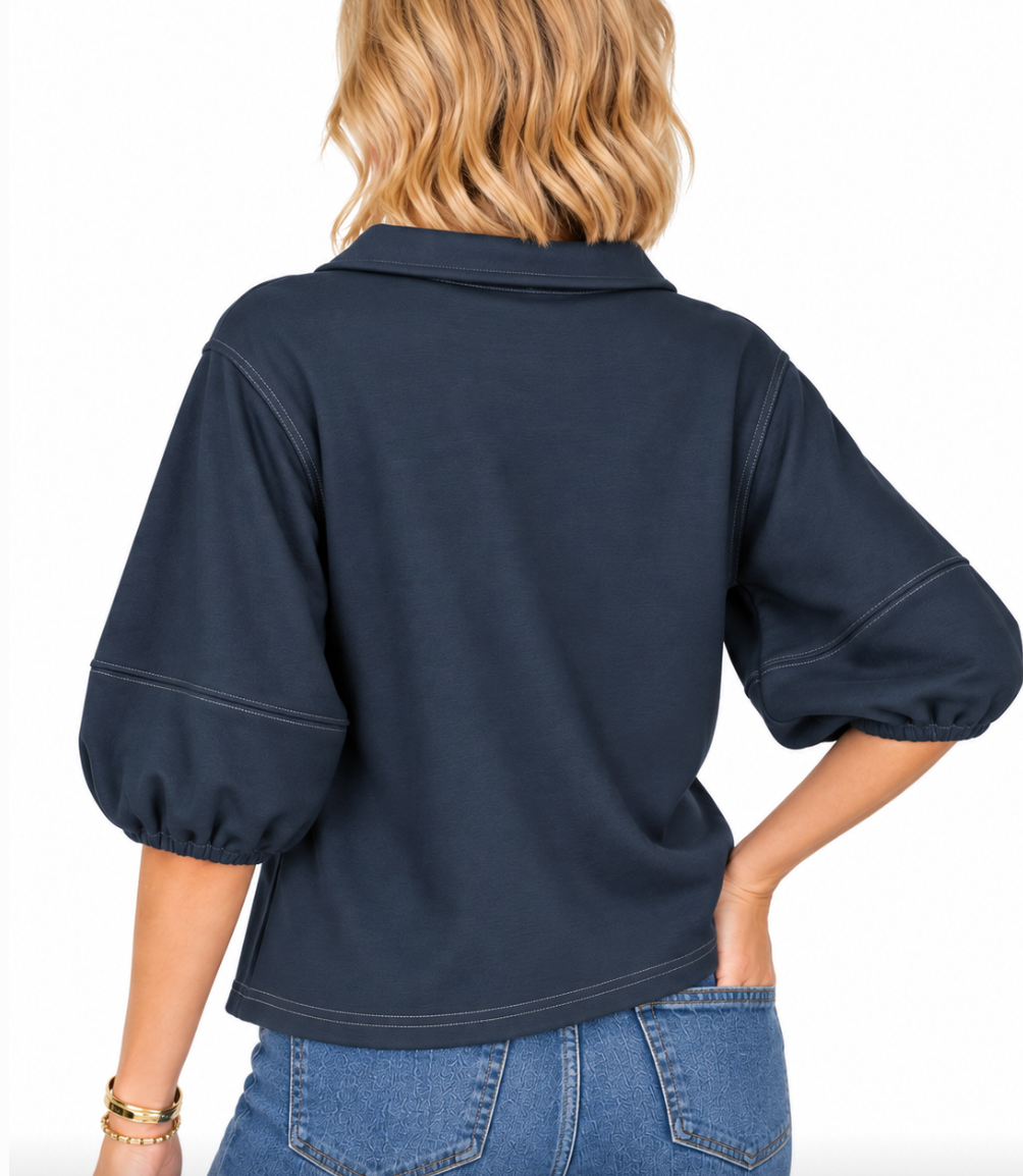 Lennon - Half Zip Knit Top