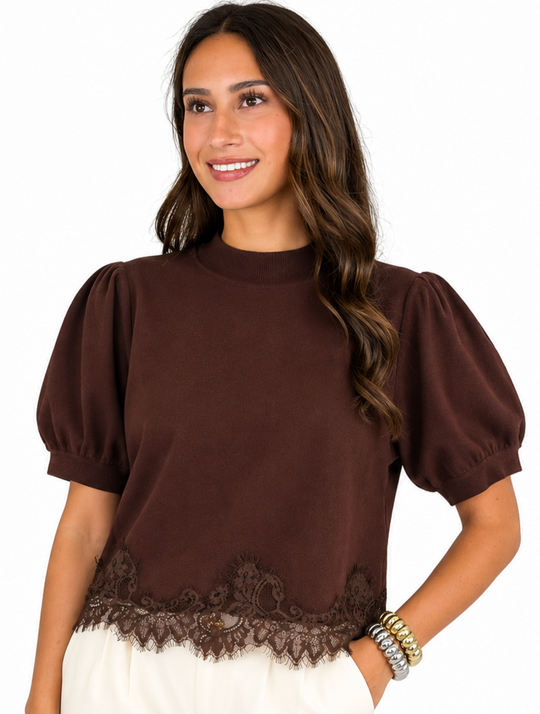 Esme - Lace Trim Blouse