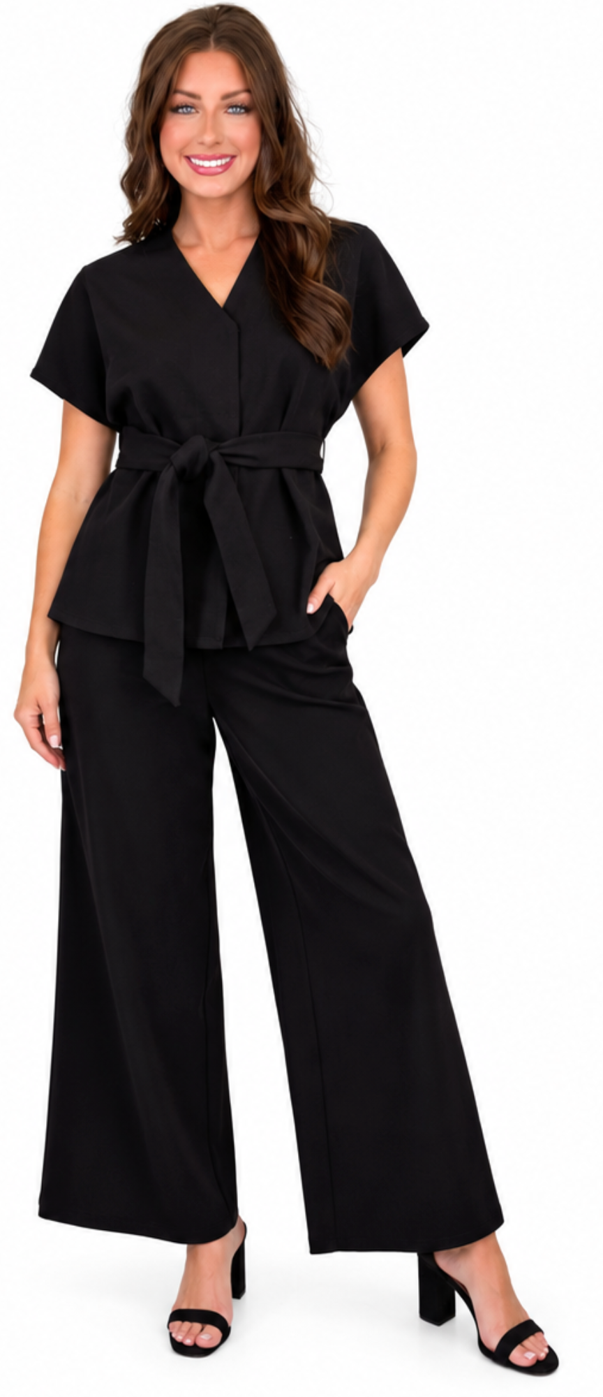 Patricia - Luxe Two Piece Pant Set (Black)