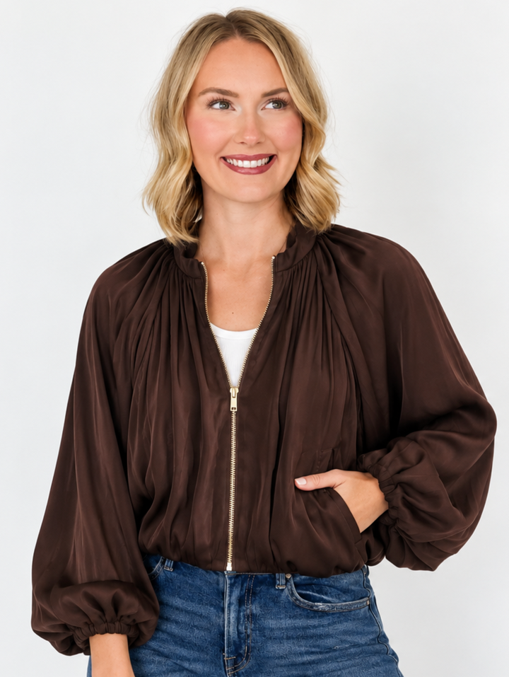 Juliette - Satin Balloon Bomber Jacket