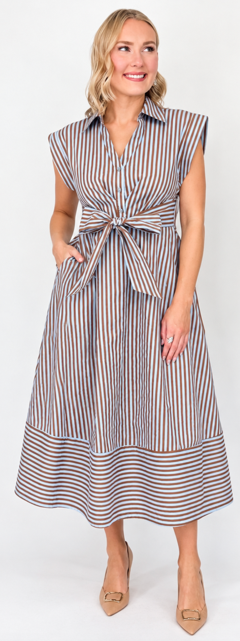 Tina - Striped Midi Dress
