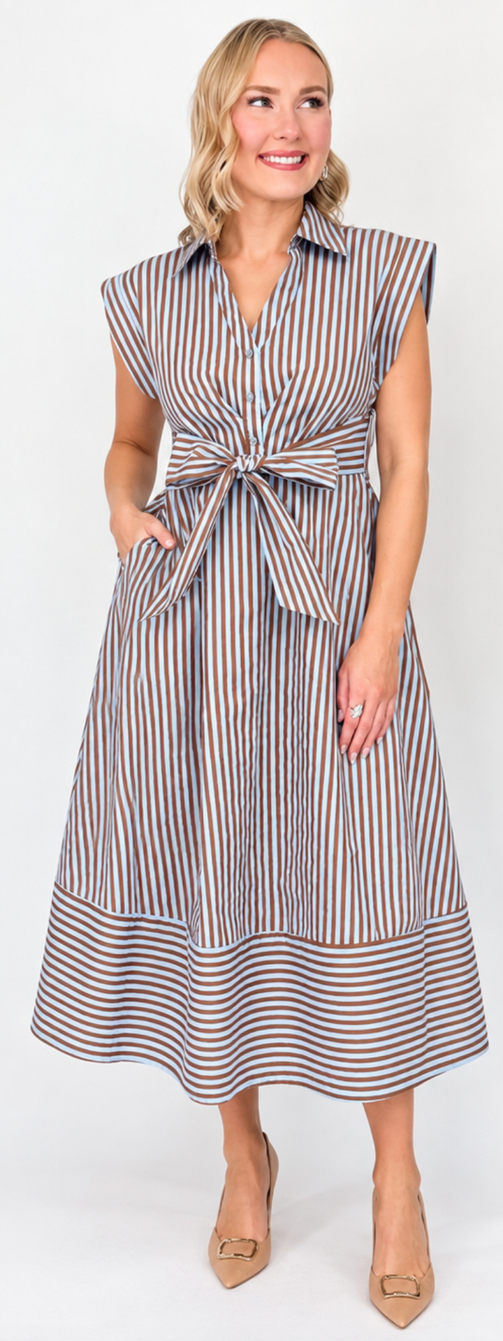Tina - Striped Midi Dress