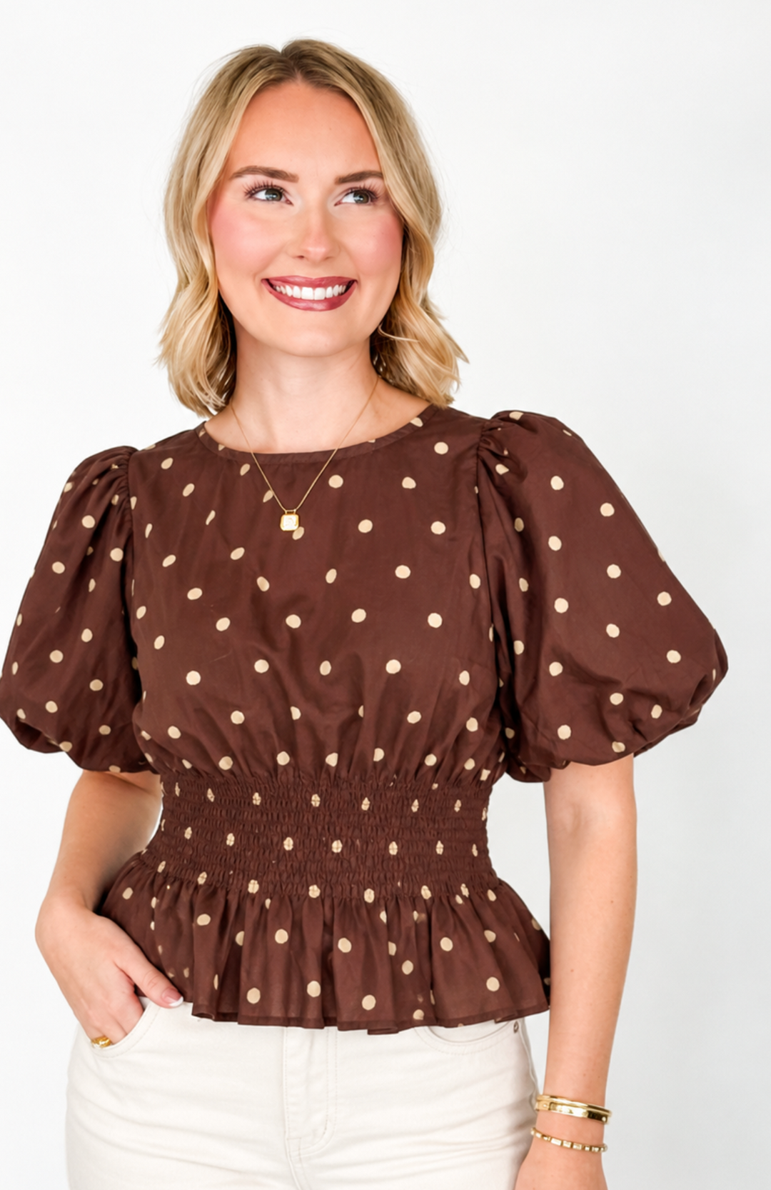 Becca - Polka Dot Blouse (Brown)