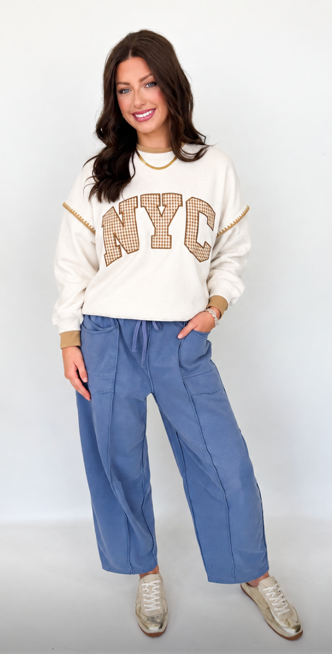 NYC Gingham Graphic Sweatshirt