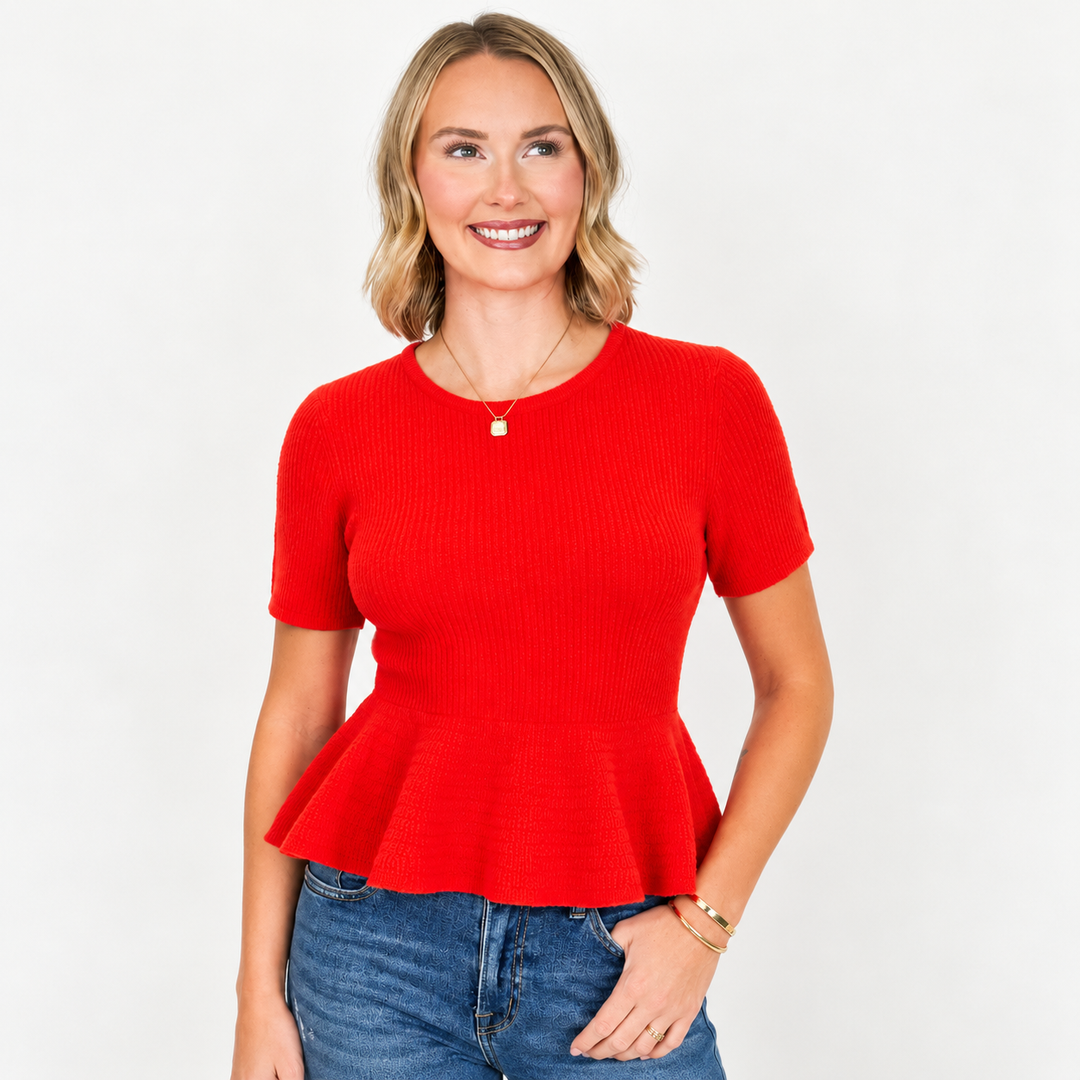 Colette - Knit Peplum (Red)