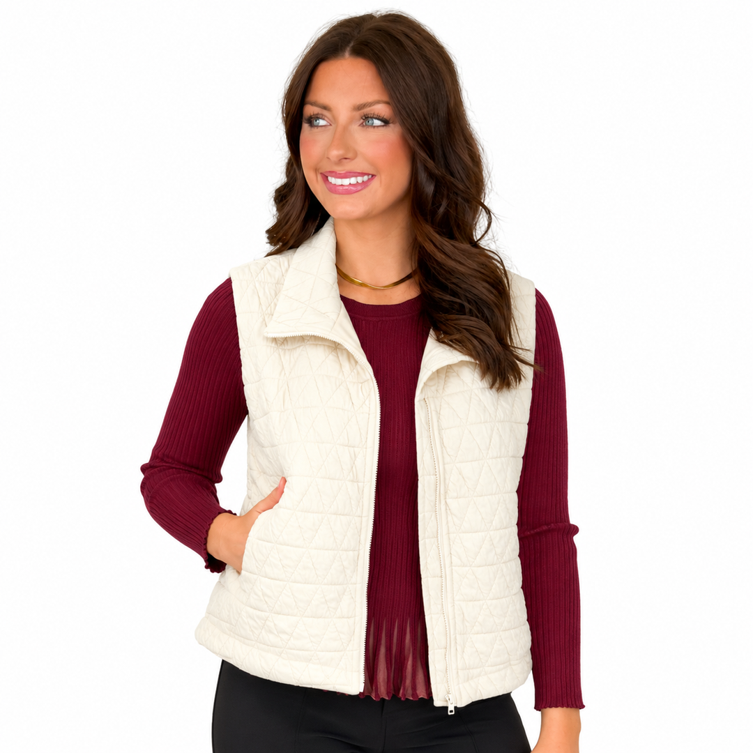 Linlee- Ivory Quilted Vest