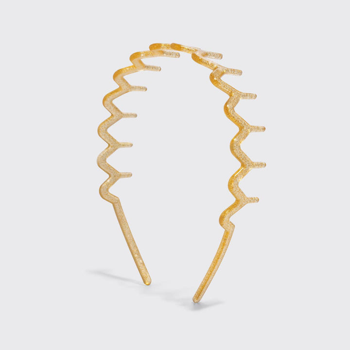 Kitsch - Recycled Plastic Zigzag Headbands 2pc Set - Gold & Silver