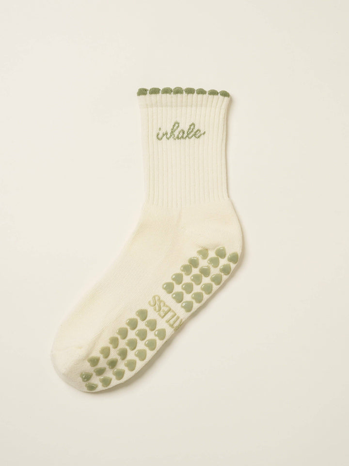Grip Socks - Inhale Exhale Grip Sock - Cream