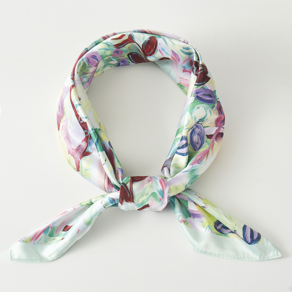Mindi - Peach Floral Silk Scarf
