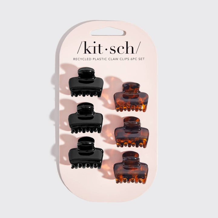 Kitsch - Recycled Plastic Mini Puffy Claw Clips 6pc Set (Black/Tort)