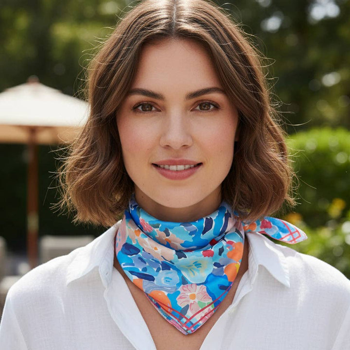 Cara - Blue Abstract Garden Scarf