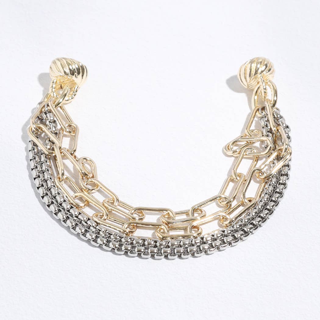 Adele - Two Tone Multi Chain Link Bracelet