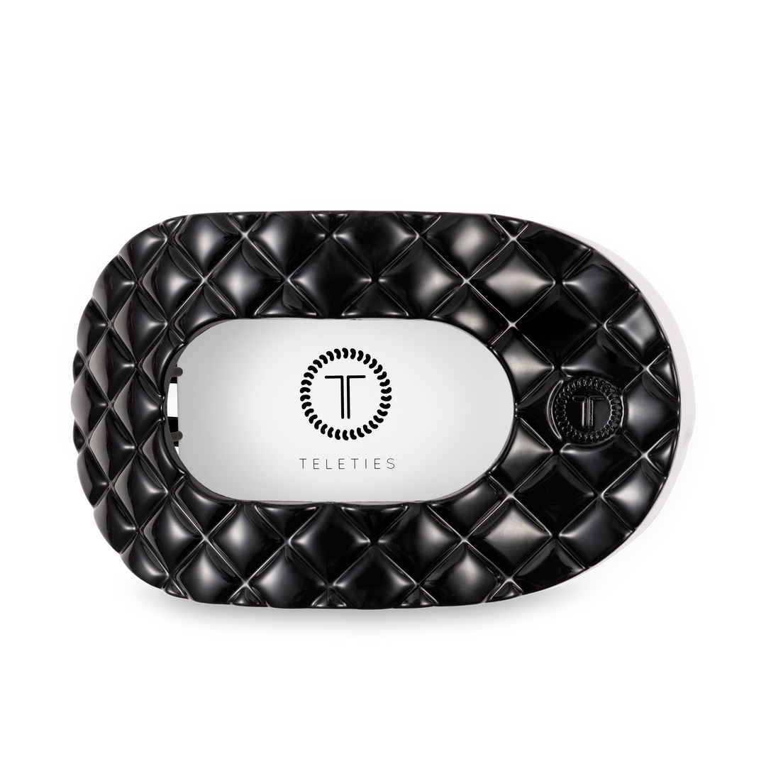 Teleties - Flat Round Hair Clip | Large | Jet Black Quilted