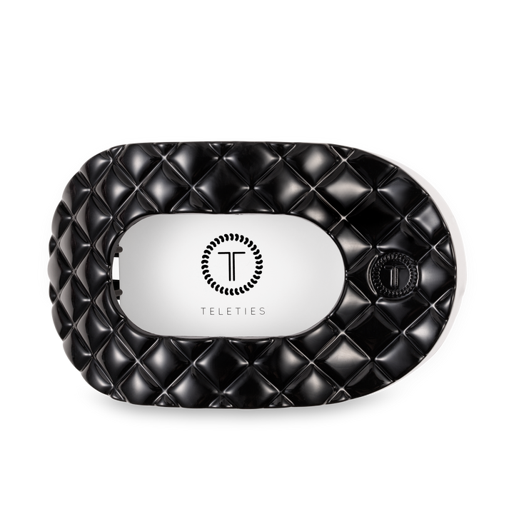 Teleties - Flat Round Hair Clip | Large | Jet Black Quilted