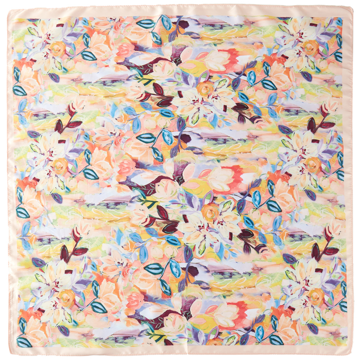 Mindi - Peach Floral Silk Scarf