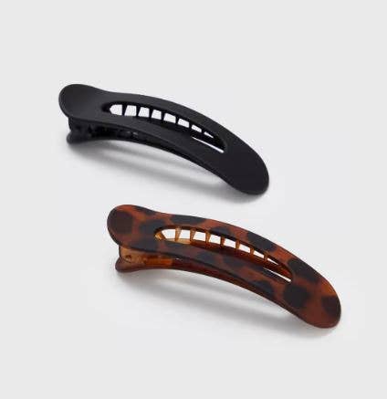 Kitsch - Flat Lay Claw Clip 2pc (Black & Tort)